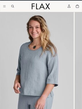 Flax Linen 3/4 Pullovet Linen Top